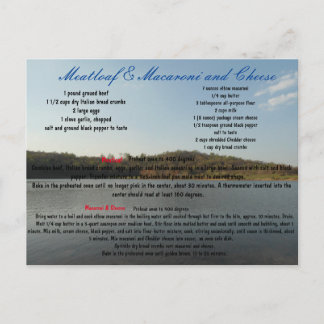 Cartão Postal Meatloaf & macarrão e queijo