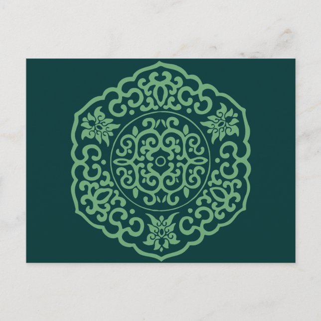 Cartão Postal Medalhão chinês verde (Frente)