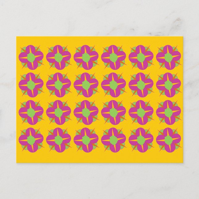 Cartão Postal Medalhões de Flores Fuchsia (Frente)