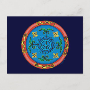 Cartão Postal Medallion Design Peace Sign