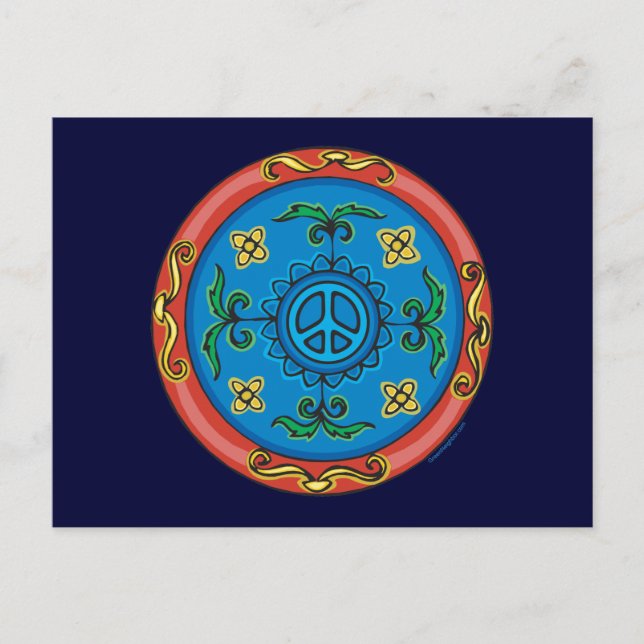 Cartão Postal Medallion Design Peace Sign (Frente)