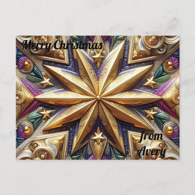 Cartão Postal MÉDIA ~ NATAL ~ Padrão estelar 3D ~ (Frente)