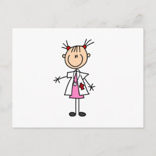 Cartão Postal Médica em Desenho de Palito Feminino