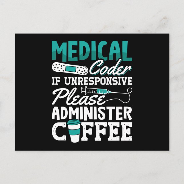 Cartão Postal Medical Coder Coffee Assistant ICD Coding (Frente)