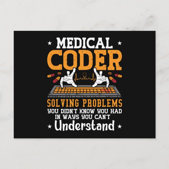 Cartão Postal Medical Coder Solving Problems Assistant Coding (Frente)