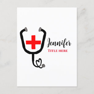 Cartão Postal Médico enfermeira vermelho mais estetoscópio adici