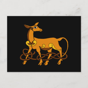 Cartão Postal Medieval Art Celtic Knot Brown Deer