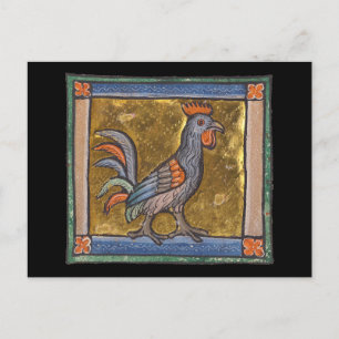 Cartão Postal Medieval Bestiary Rooster c. 1270