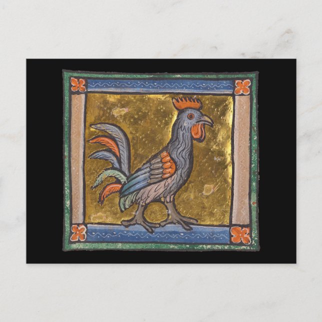 Cartão Postal Medieval Bestiary Rooster c. 1270 (Frente)