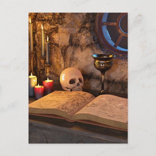 Cartão Postal Medieval Fantasy Wizard's Study (Frente)