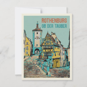 Cartão Postal Medieval Rothenburg ob der Tauber, Baviera
