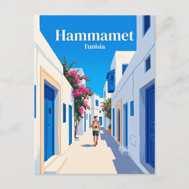 Cartão Postal Medina de Hammamet Tunísia (Frente)