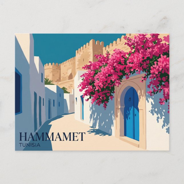 Cartão Postal Medina de Hammamet Tunísia (Frente)