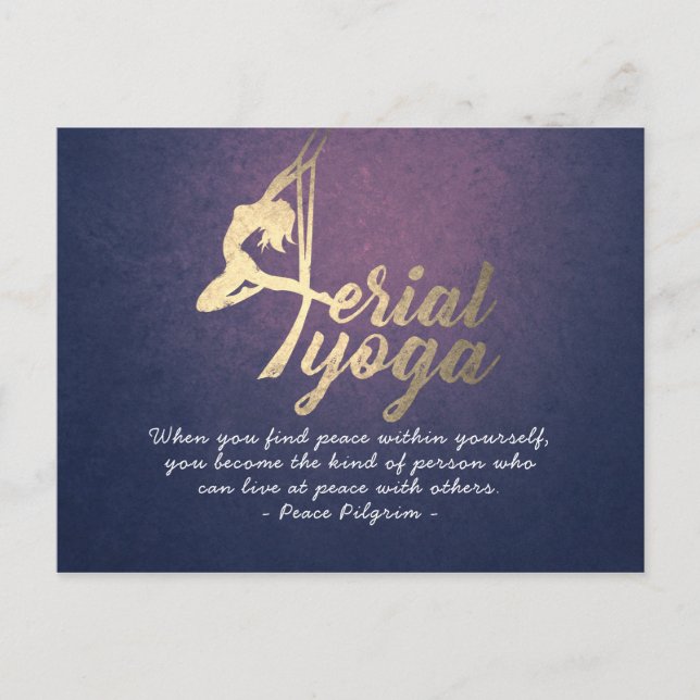 Cartão Postal Meditação Aerial YOGA Pilates Instrutor de Malhaçã (Frente)