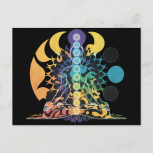 Cartão Postal Meditação Colorida Cósmica do Chakra Energia Espir