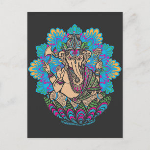 Cartão Postal Meditação de Elefante Relaxante Flor Budismo