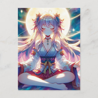 Cartão Postal Meditação de Menina de Animação de Namaste