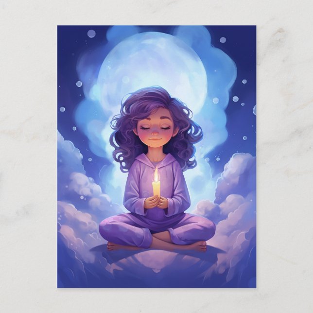 Cartão Postal Meditação De Nuvens Celestiais De Yoga Blush De Az (Frente)