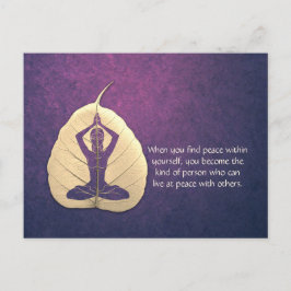 Cartão Postal Meditação do professor Yoga Pose Bodhi Leaf Cuotes