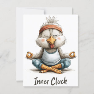 Cartão Postal Meditação Inner Cluck Chicken Engraçado Yoga Ani