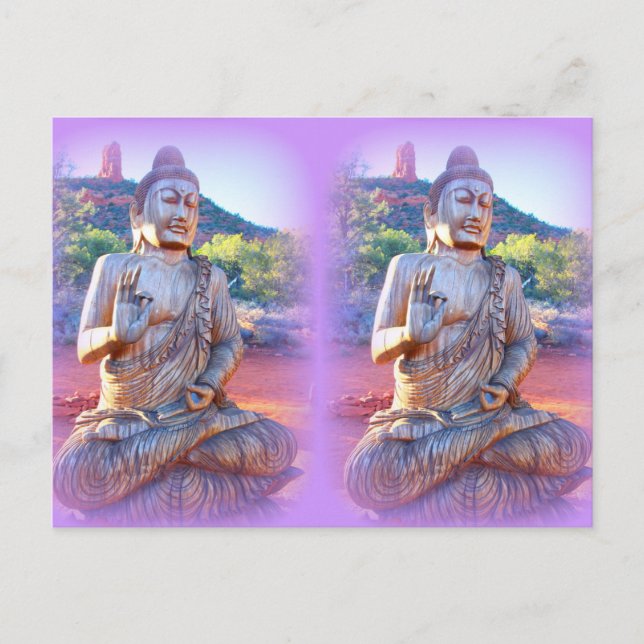 Cartão Postal meditação lavanda buddhas (Frente)