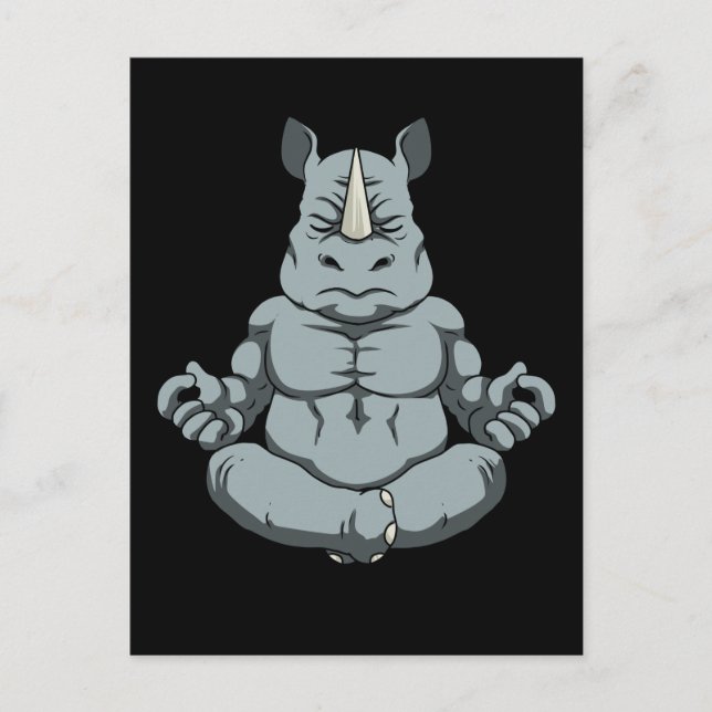 Cartão Postal Meditação Men Rhinoceros Yoga Gift Namaste Rhino (Frente)