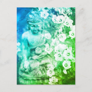 Cartão Postal *~* Meditação Zen Buddha Medita Ombre Floral