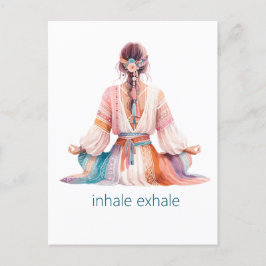 Cartão Postal Meditation- Illustration mit Frau- boho- inhale