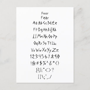 Cartão Postal Medo - Folha de Amostra de Fontes do Zazzle