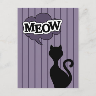 Cartão Postal Medula de desenho de gato preto