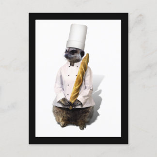 Cartão Postal Meercat Chef com Baguette