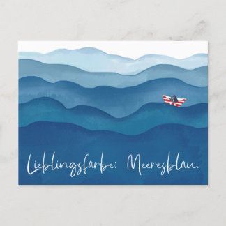 Cartão Postal Meeresfarbe Blau Postkarte im Aquarell Stil