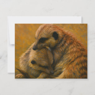 Cartão Postal Meerkat Cuddle - Pintura De Vida Selvagem Tonelada