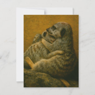 Cartão Postal Meerkat Embrace - Heart Wildlife Art Impressão