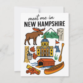 Cartão Postal Meet Me In New Hampshire Mountains Maple Icons