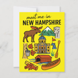 Cartão Postal Meet Me In New Hampshire Mountains Retro Icons