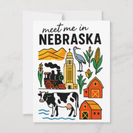 Cartão Postal Meet Me In New Nebraska Landmarks Icons