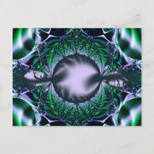 Cartão Postal Meg   Arte Fractal Verde e Azul