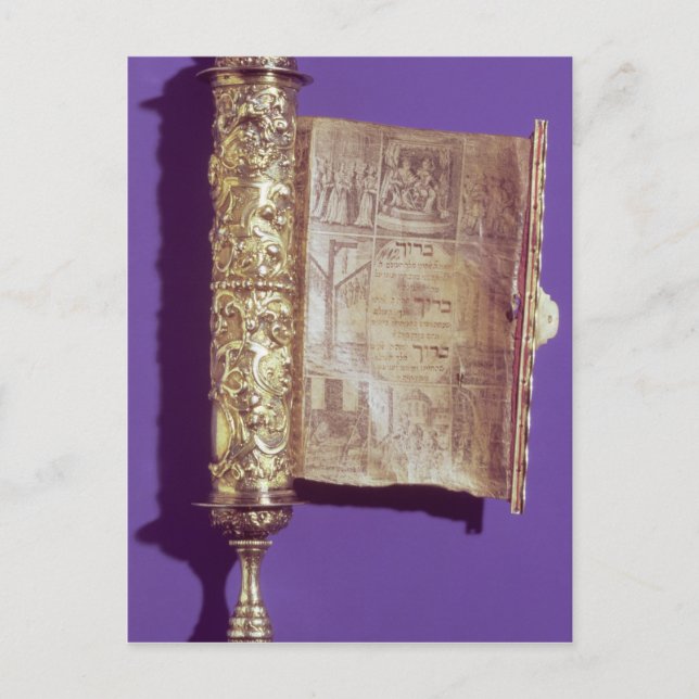 Cartão Postal Megillah num caso prateado, Viena, c.1715 (Frente)