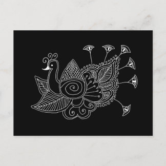 Cartão Postal Mehendi Peacock