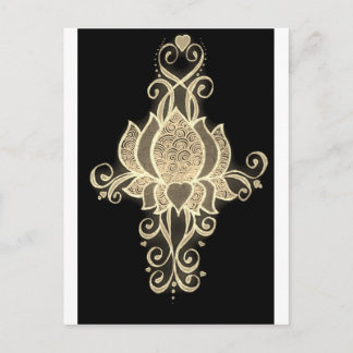 Cartão Postal mehndi floral de ouro
