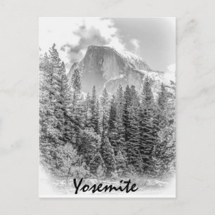 Cartão Postal Meia centelha de Yosemite no inverno com texto Yos