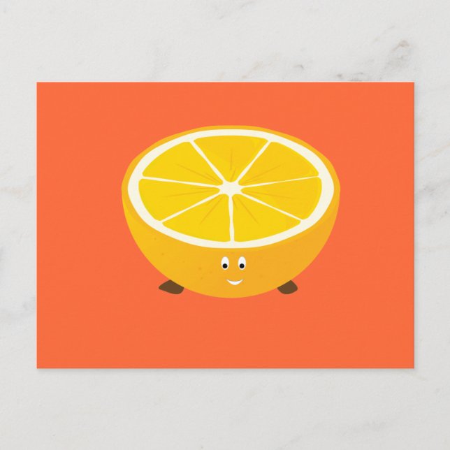 Cartão Postal Meia cor laranja sorridente (Frente)
