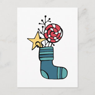 Cartão Postal Meia de Balas de Natal