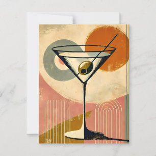 Cartão Postal Meio século Modern Minimalist Art Martini