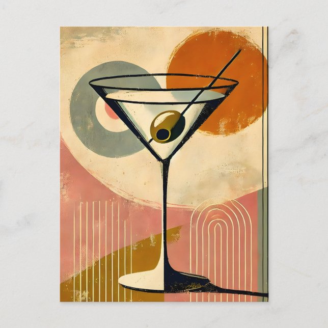 Cartão Postal Meio século Modern Minimalist Art Martini (Frente)
