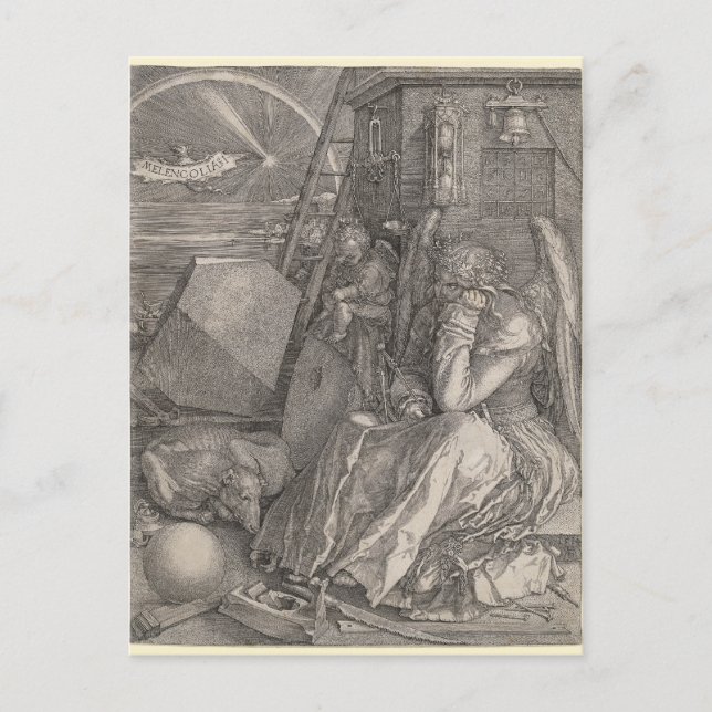 Cartão Postal Melancholia I, Engraçada por Albrecht Durer (Frente)