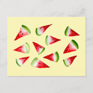 Cartão Postal Melancia aquarela fruta fofa