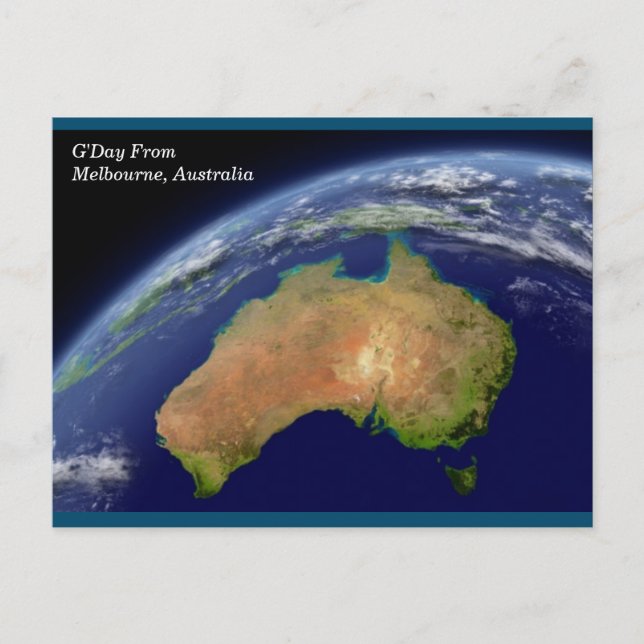Cartão Postal Melbourne Austrália Do Espaço (Frente)