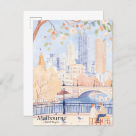 Cartão Postal Melbourne Austrália Gouache Viagem